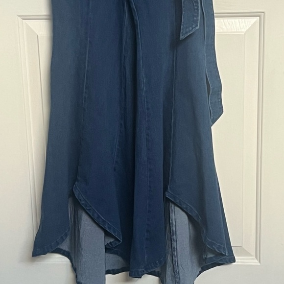 Vici v neck denim high low flare jumpsuit sz small - Picture 6 of 10